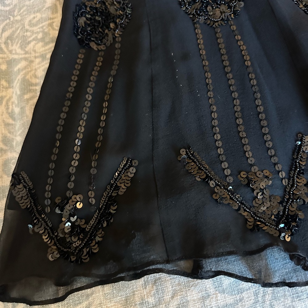 Nanette Lenore Elegant Black silk & Sequin Embroidered Skirt - Picture 3 of 4